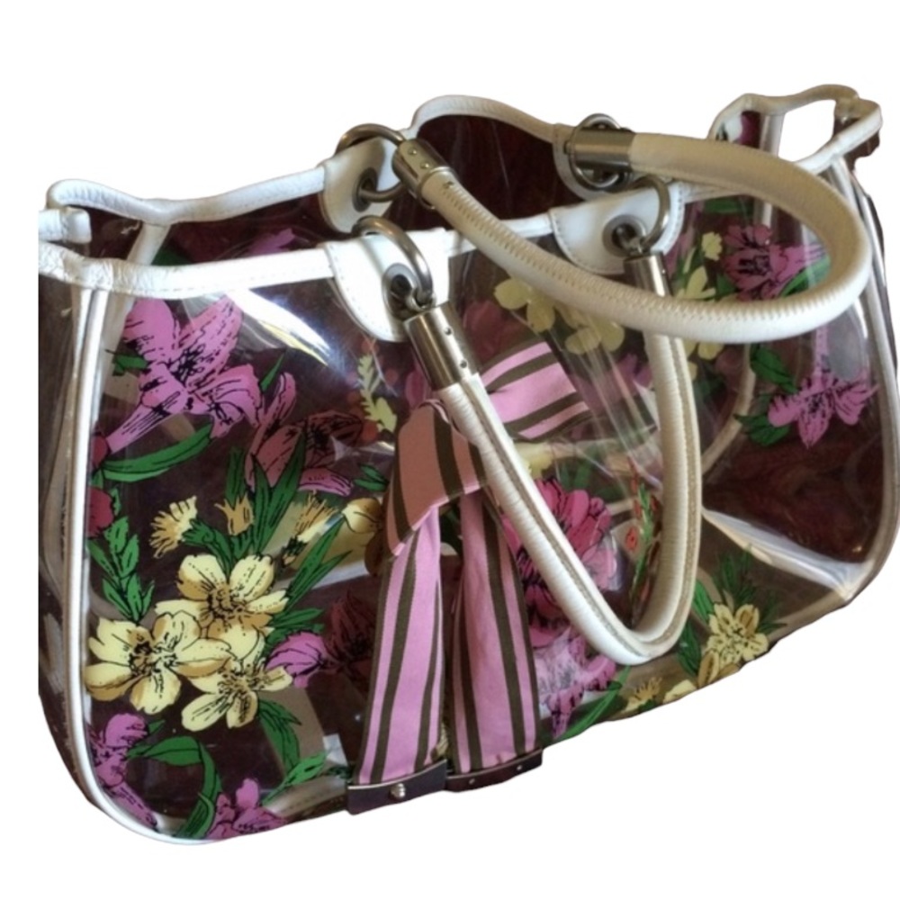 Laundry floral CLEAR LARGE TOTE BAG  grosgrain ribbon bows